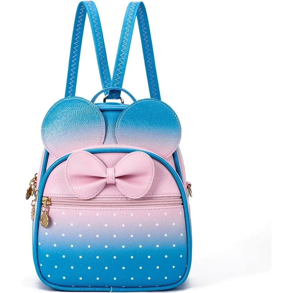 Bowknot Polka Dot Mini Backpack And Convertible Shoulder Bag Purse for Women - Picture 1 of 7